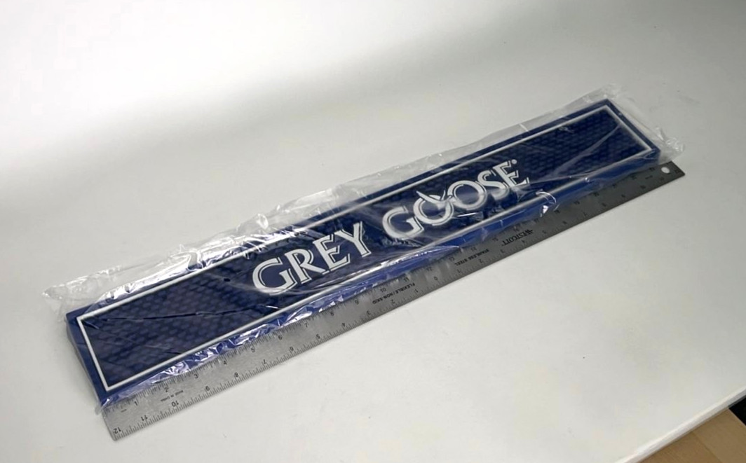 Grey Goose style rubber bar mat 24" Blue white logo New