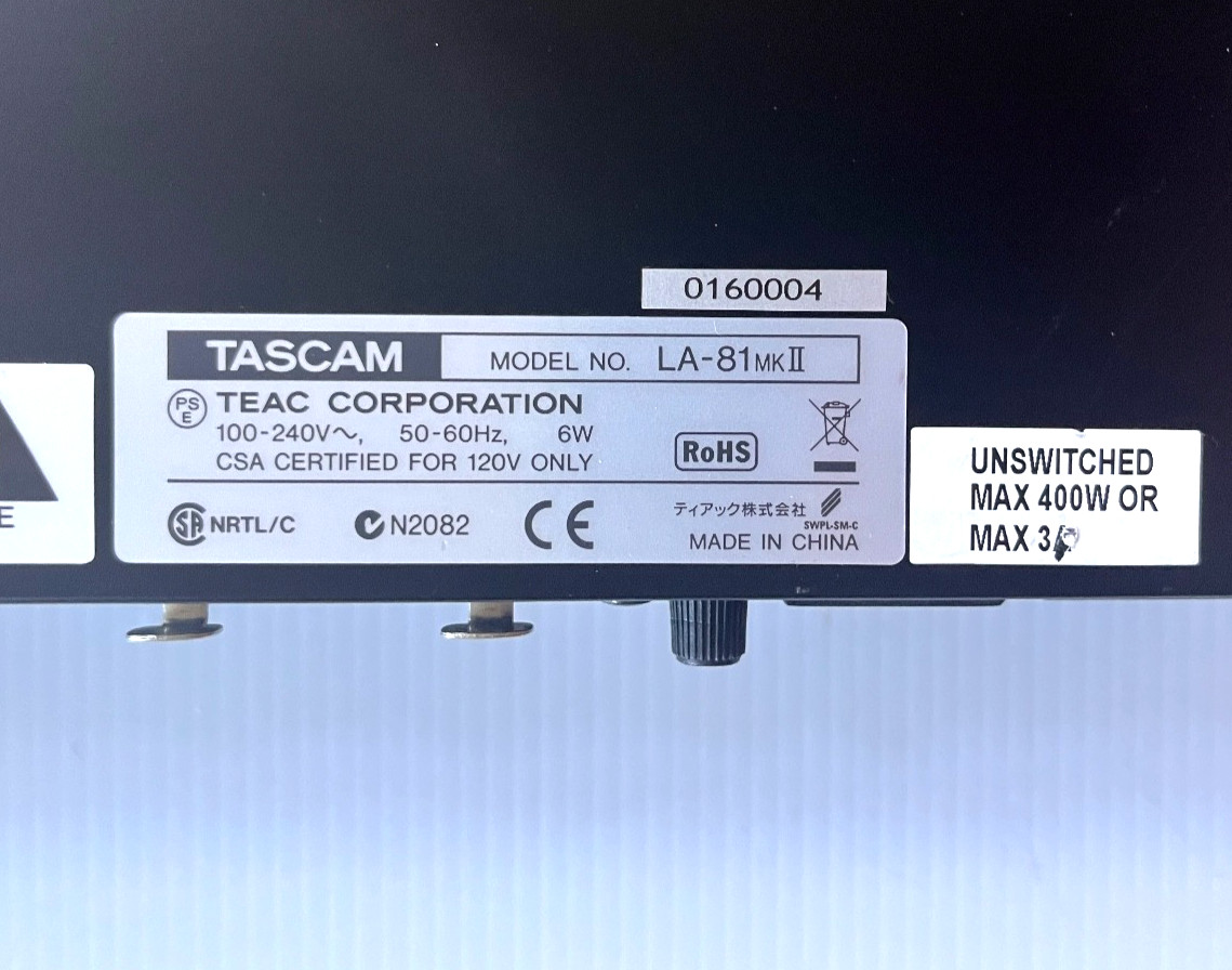 TASCAM LA-81 MKII line converter balanced Teac 0160004 UNTESTED rack RARE