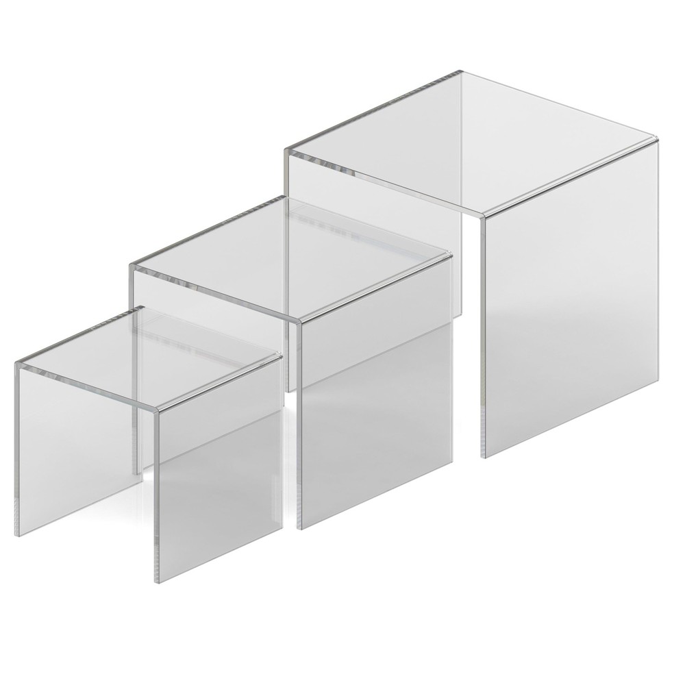 Acrylic Display Risers - Small Plastic Squared Perfume Stands - Plexiglass Po...