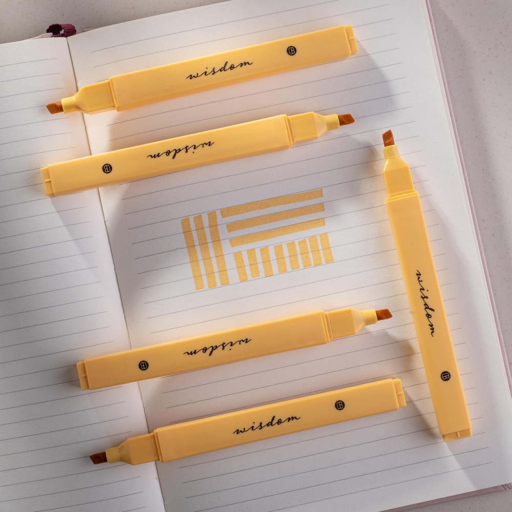 DIVERSEBEE Bible Highlighters with Soft Chisel Tip, 5 Pack 5 Pack, Yellow