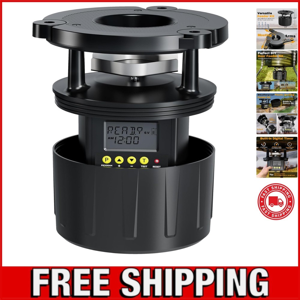 Automatic Digital Timer Deer Feeder Kit with Battery and Solar Compatibility