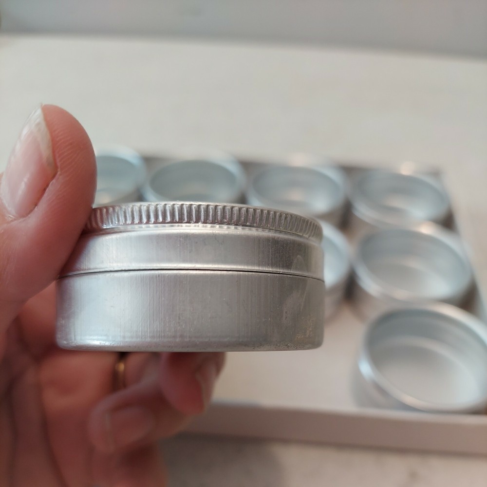 12 2"×1" Tin Cotainers With Clear Covers