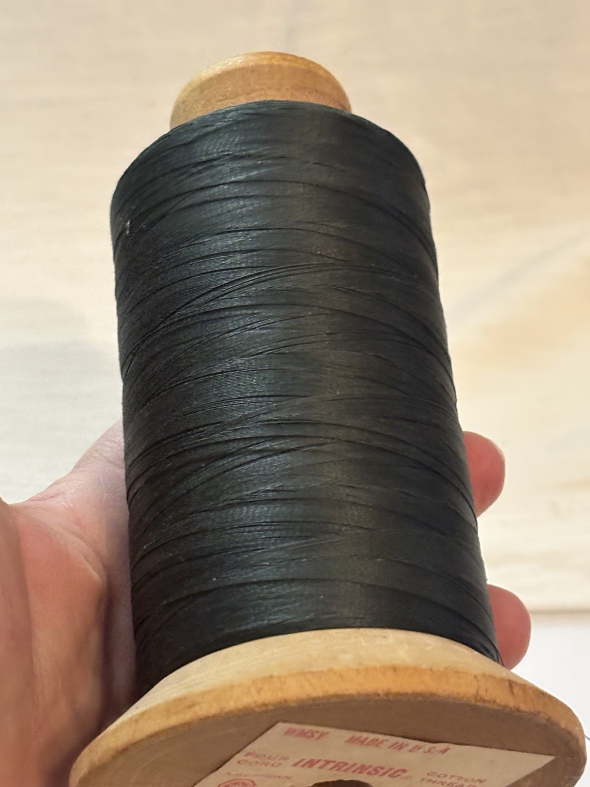 Intrinsic Wood Spool Black Cotton Thread #30 Vintage - American Thread Co. USA