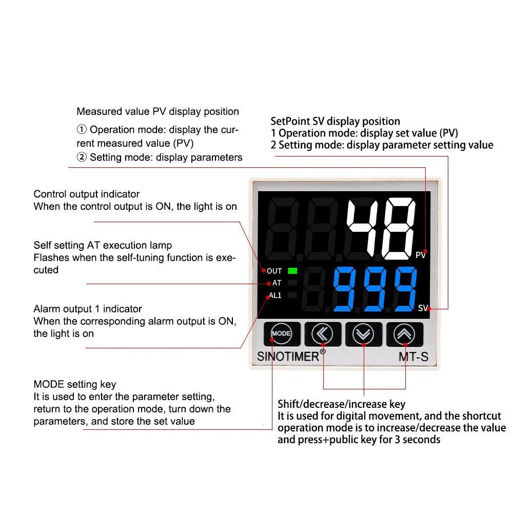 Digital PID Temperature Controller Thermostat Fahrenheit Relay/SSR AC 100V-240V