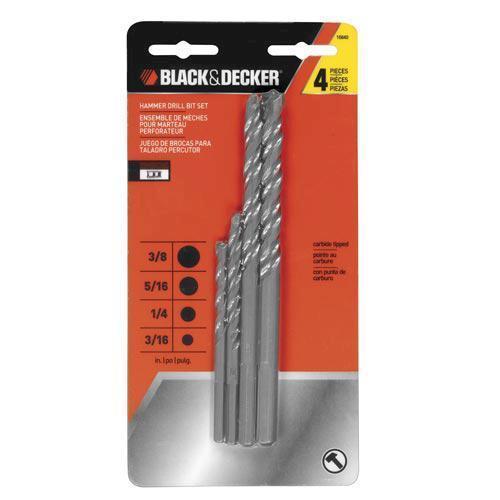 LOT (2) BLACK and  DECKER  4-Piece Percussion Drill Bit Sets, 8 Bit Hammer Drill