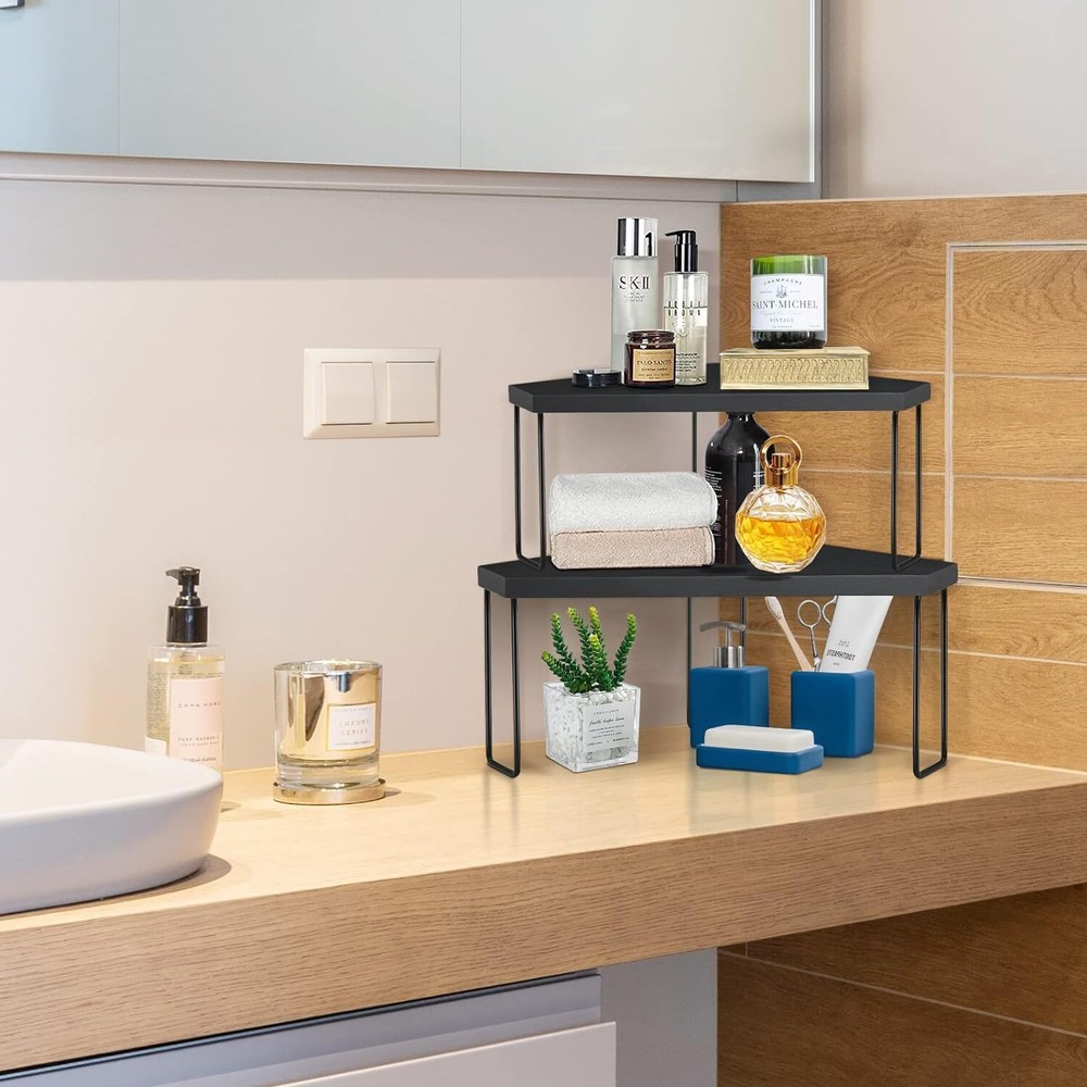 Wood Stackable Corner Shelf/Organizer/Tray Spice Display Rack Organizer