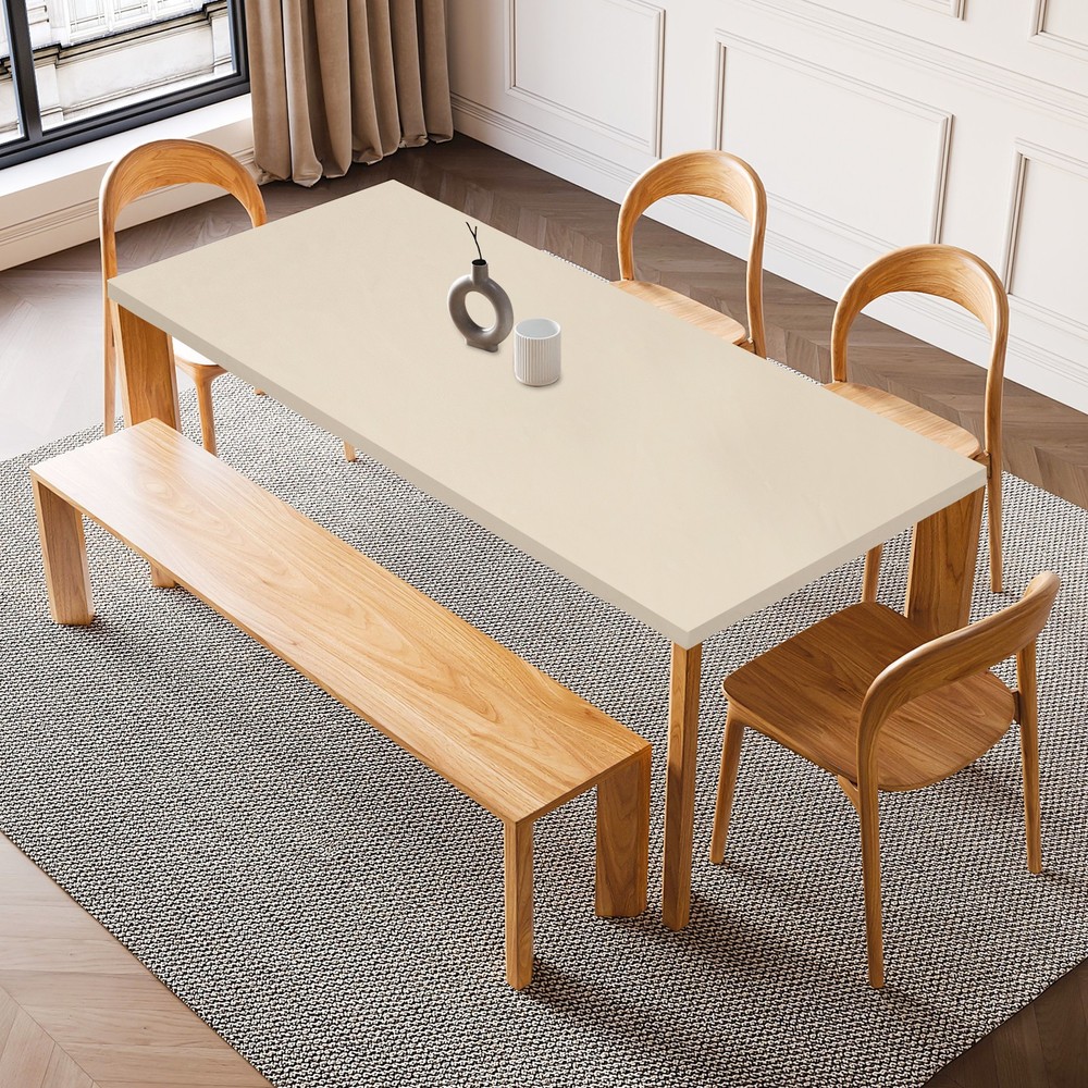 Fitted Tablecloth with Elastic Edge for 35 x 59 Inch Table, Beige