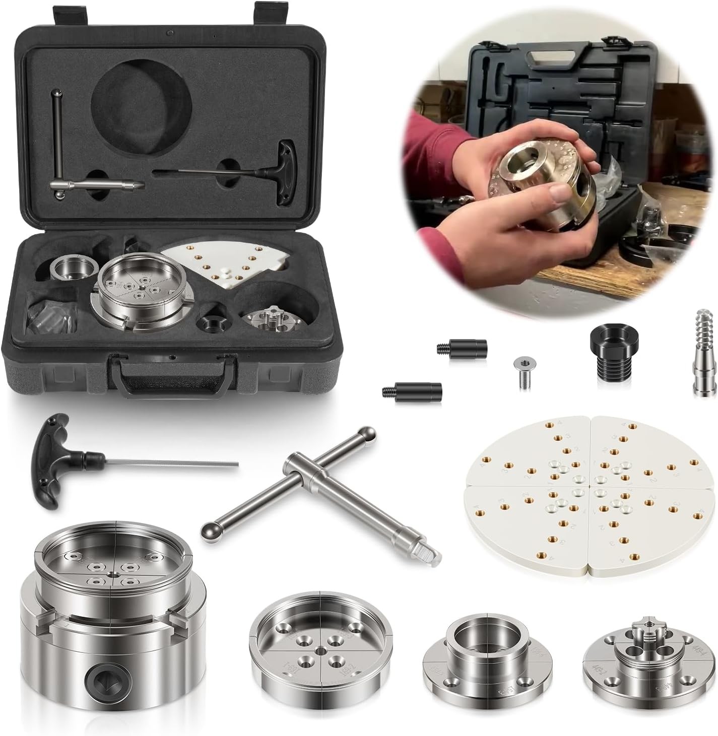 For Nova 1" x 8 TPI Thread 4-Inch Self-Centering 4 Jaw Wood Lathe Chuck Set