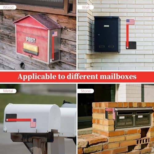 2 Pack Red Mailbox Flag Replacement Kit - Easy Install Metal Flags with Adhesive