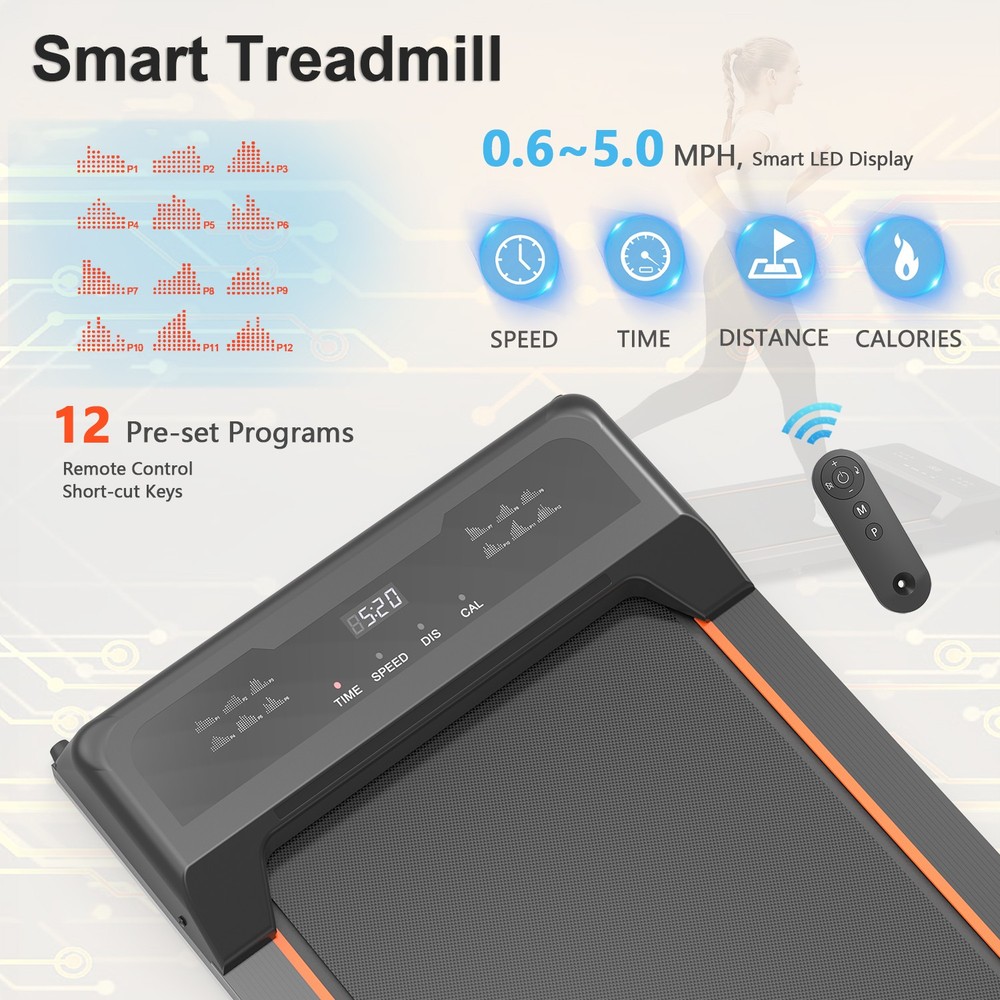 Walking Pad Under Desk Treadmill LED Display Remote Control Portable Treadmill