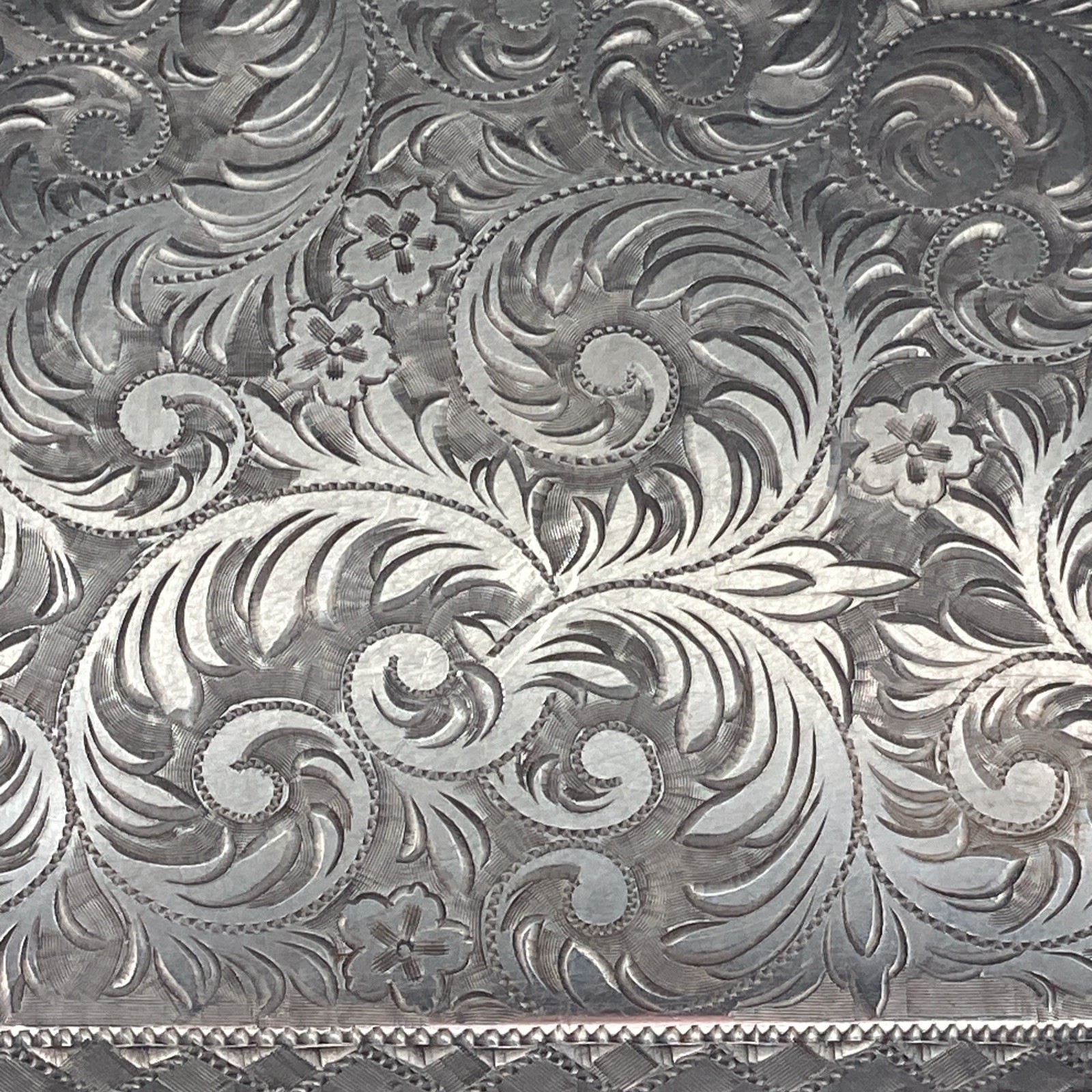 Sterling Silver .950 Cigarette Case Vintage Engraved~Made In Japan(130.5 Grams)