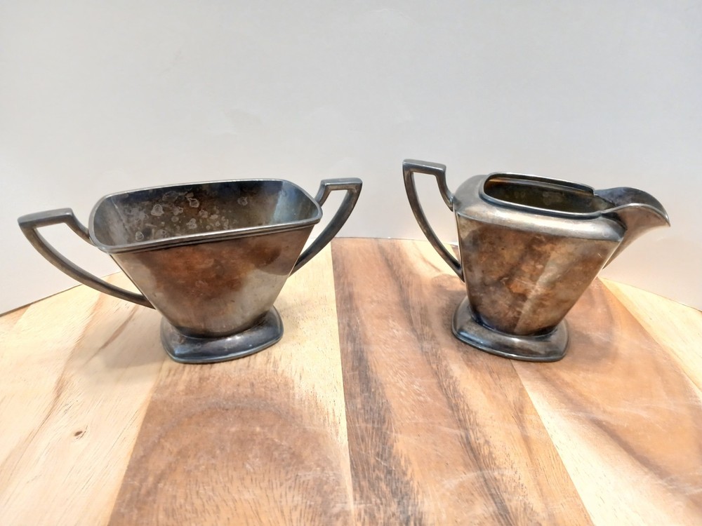 Antique Silver Plated Cream And Sugar Set