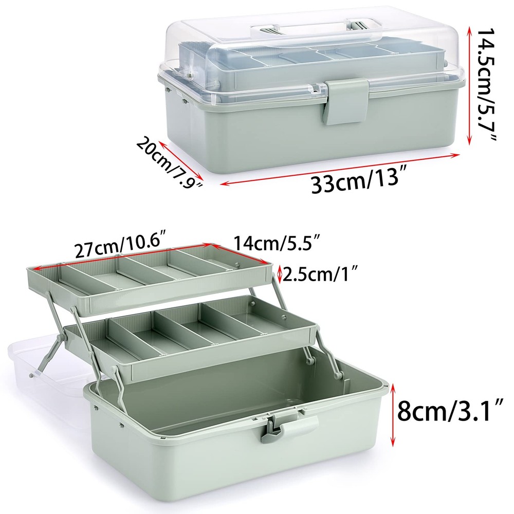 BTSKY 3-Layer Plastic Dividing Storage Box Craft Organizer and Storage with A...