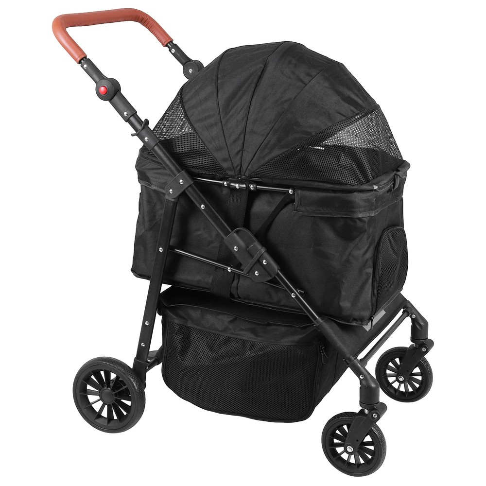 Pet Stroller Adjustable Handle Smooth-Ride Dog Stroller for Small & Medium Dogs