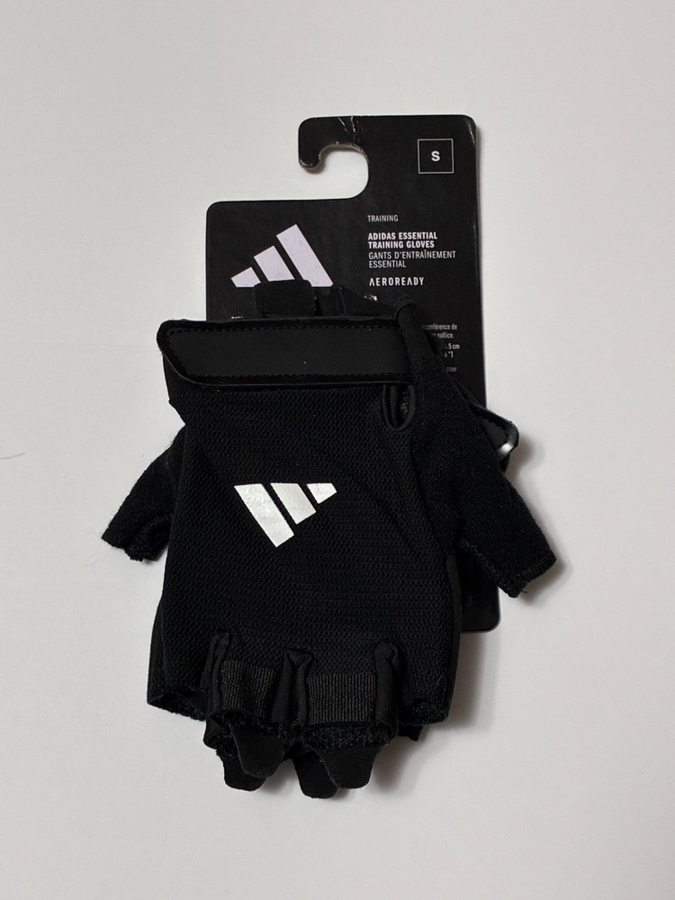 Adidas Small Essential Adjustable Fingerless Workout Gloves - Black White