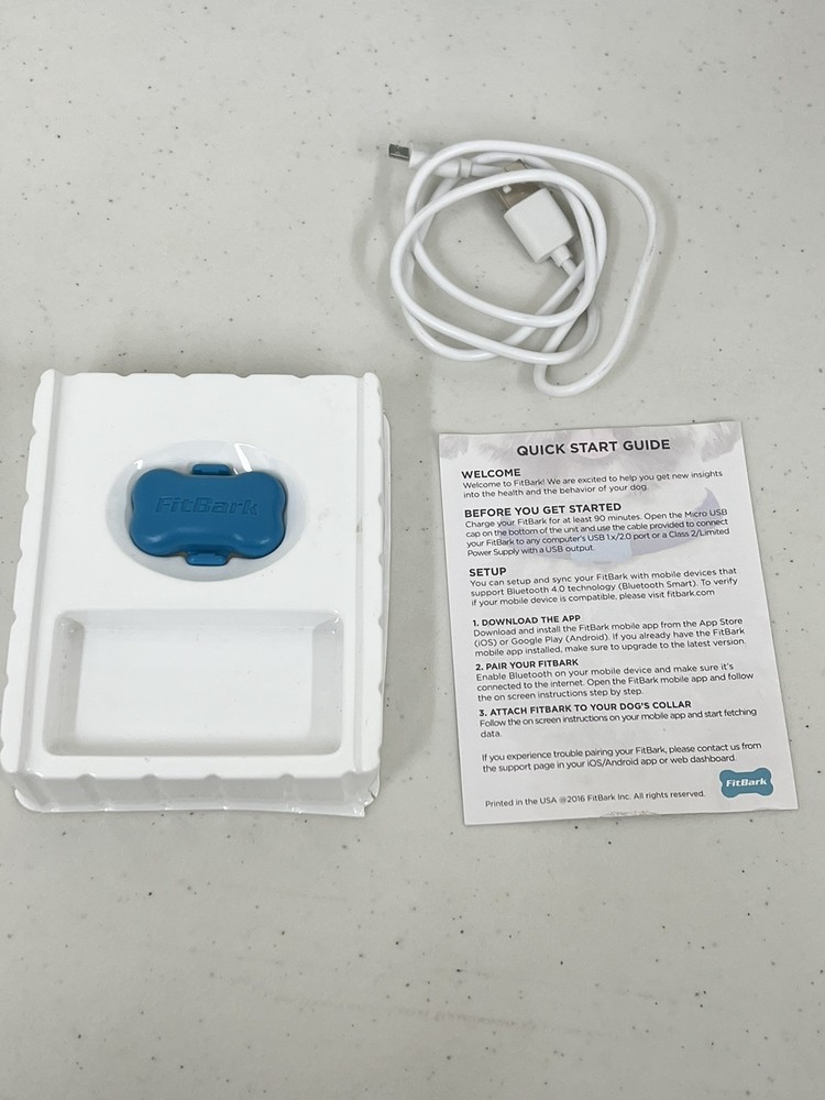 FitBark Dog Activity Tracker 7001001 Blue With Charging Cable