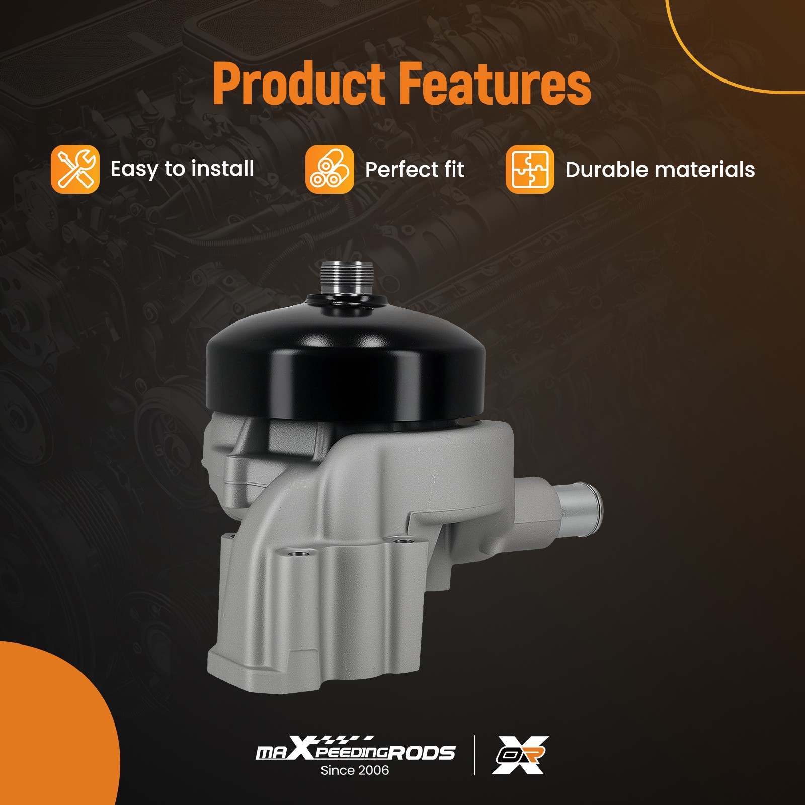 Coolant Water Pump for GMC Savana 2500 V8 6.0L 2007-15 131-2391 Aluminum QME