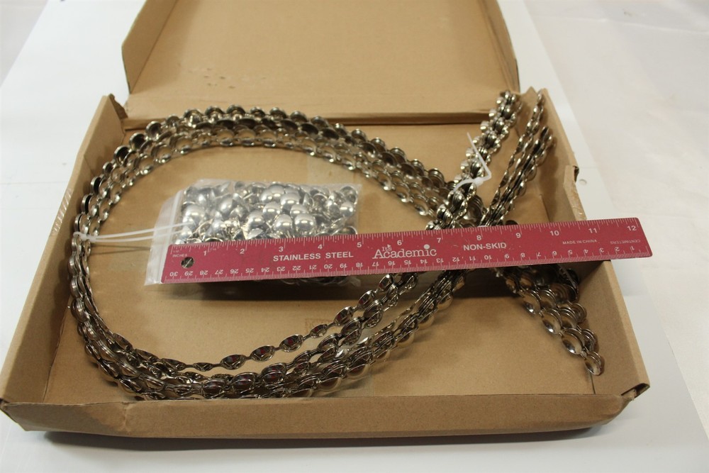 Chrome Upholstery Accessories Button Tacks & 10 Strips Apx 40" Long Each
