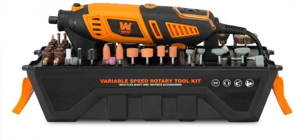 Rotary Tool Steady-Grip 190-Piece Accessory Kit Carrying Case Variable Speed