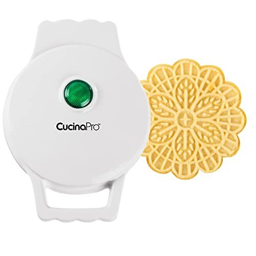 Mini Electric Pizzelle Maker- Makes One Personal Tiny Sized 4" Traditional