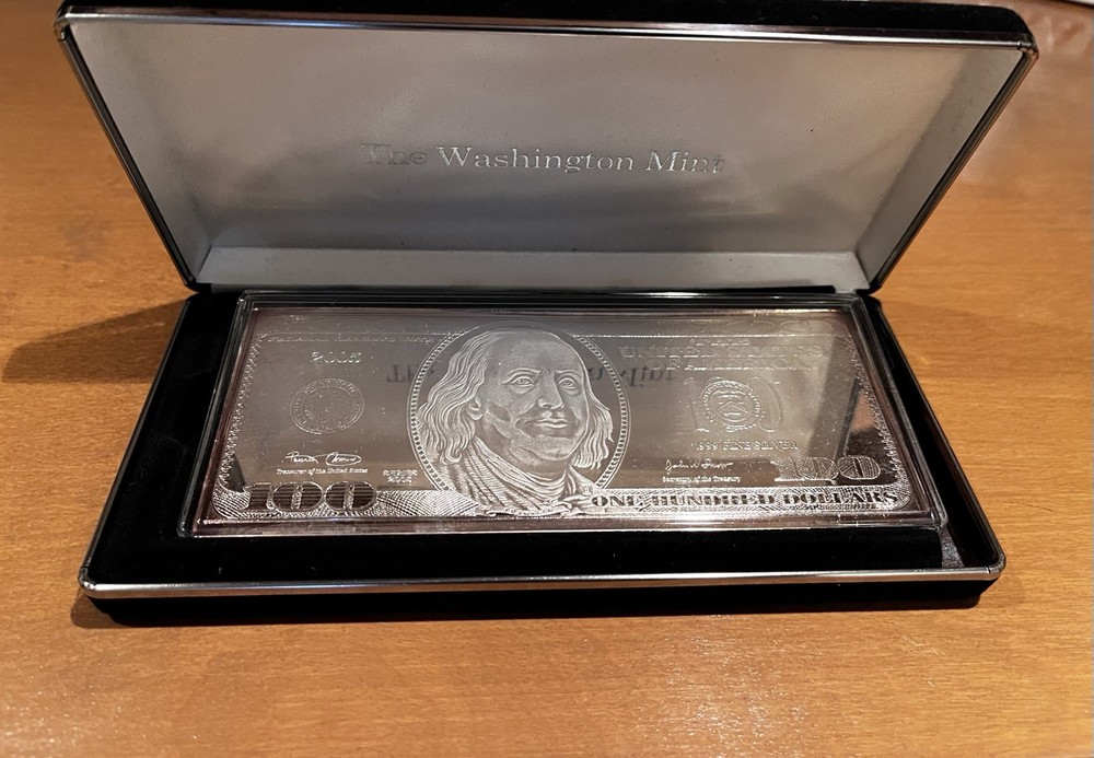 2005 $100 Franklin Silver Proof 1 Oz Bar