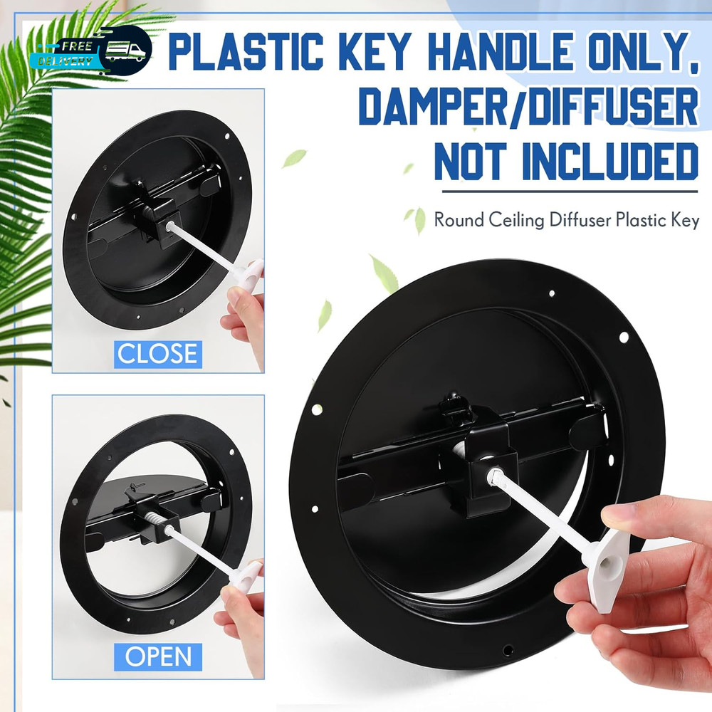 6 Pcs round Ceiling Diffuser Plastic Key Handle Vent Key for Steel Butterfly