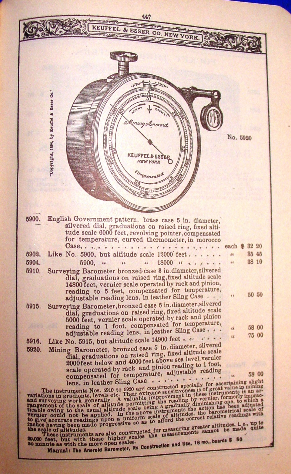 1909 Keuffel Esser Surveying & Drafting Insts. Catalog