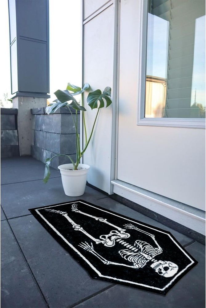 Skull Bath Mat - Goth, Gothic 1'8" x 2'8" (Rectangular), Coffin