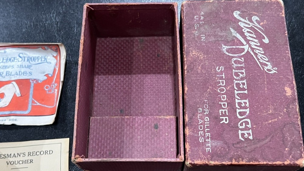 VTG KANNER'S DUBELEDGE STROPPER Gillette Razor Blade hone sharpener Complete