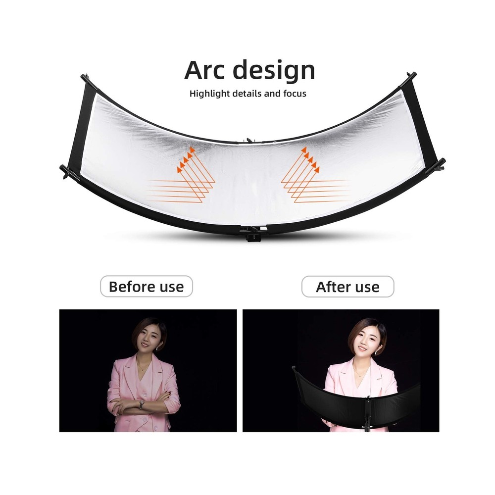 Clamshell Light Reflector Diffuser, 71"x24" /180x60cm Arclight Curved Lightin...