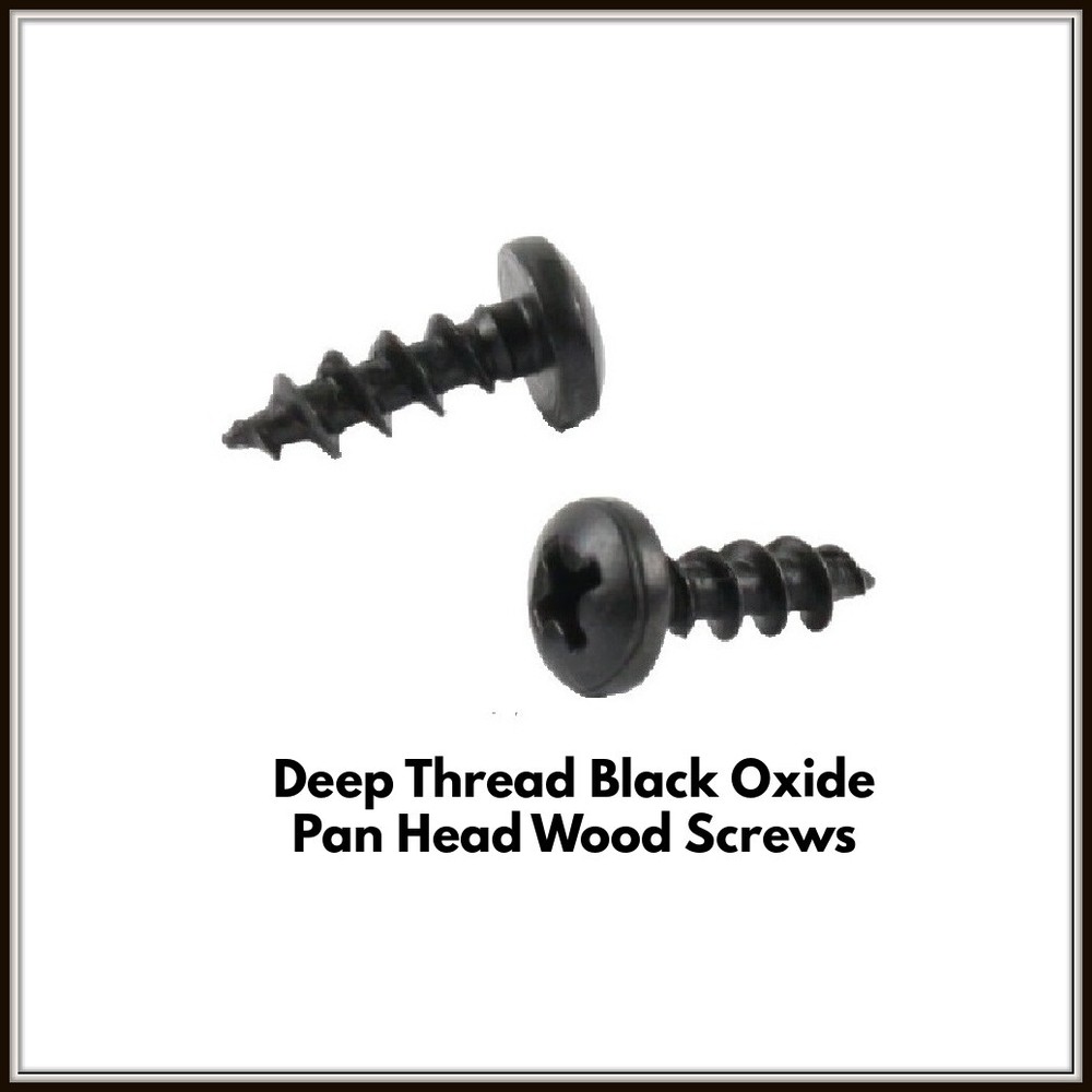 Deep Thread Pan Head Black Oxide Wood Screws. Select Quantity and Size!