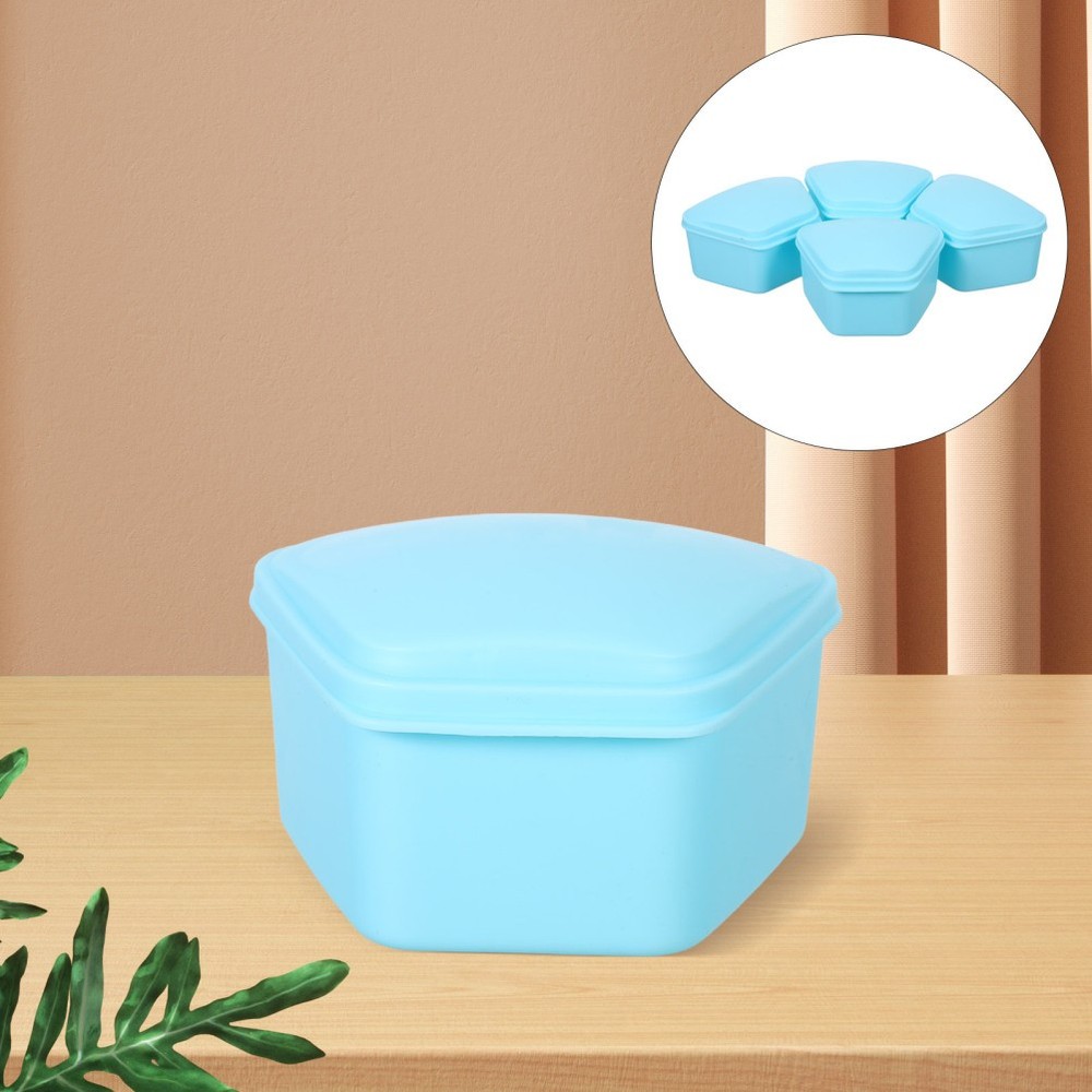 4 Pcs Denture Leakproof Case Retainer Holder Soaker Container Travel