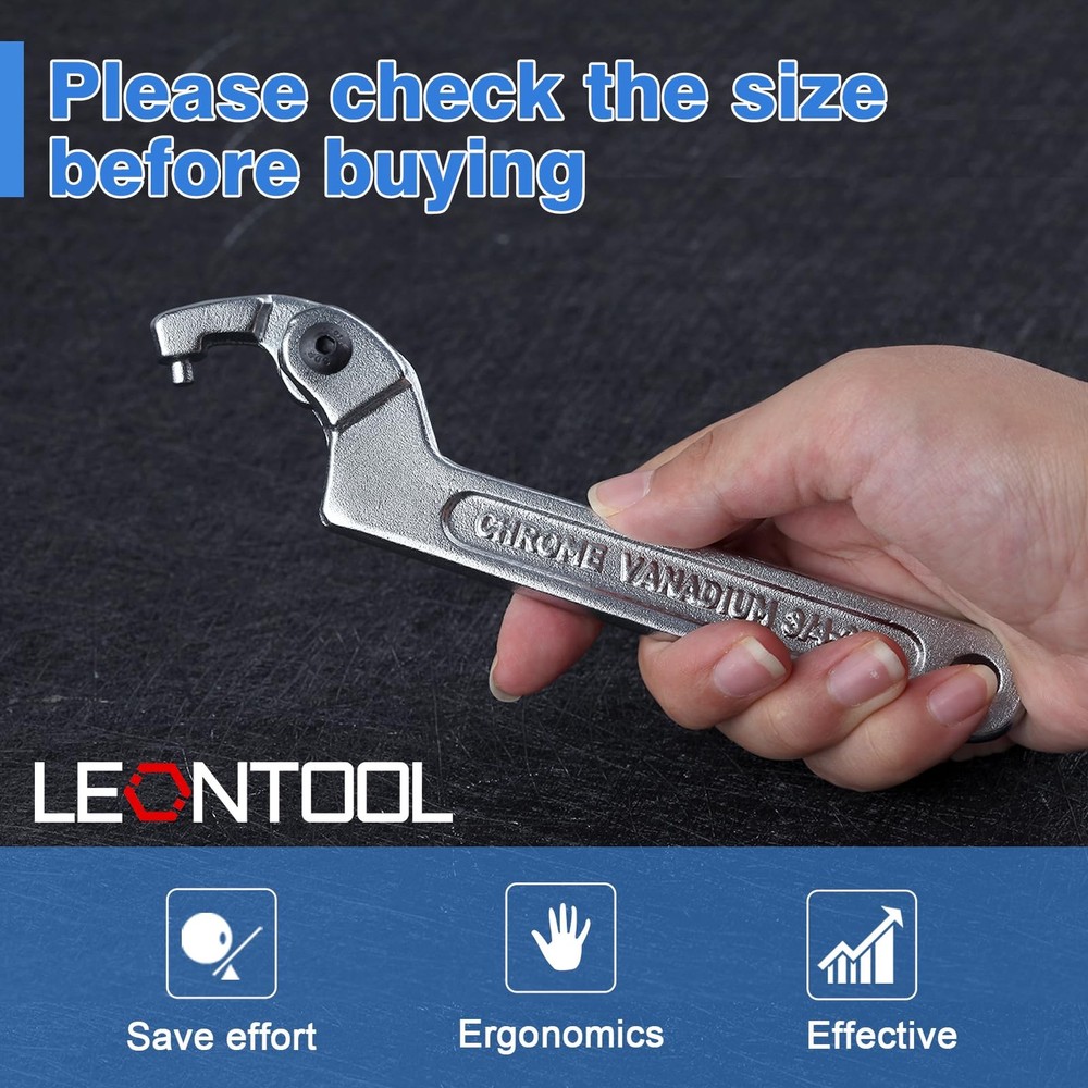 LEONTOOL Adjustable C Spanner Hook Wrench Tool Adjustable Pin Spanner Wrench ...