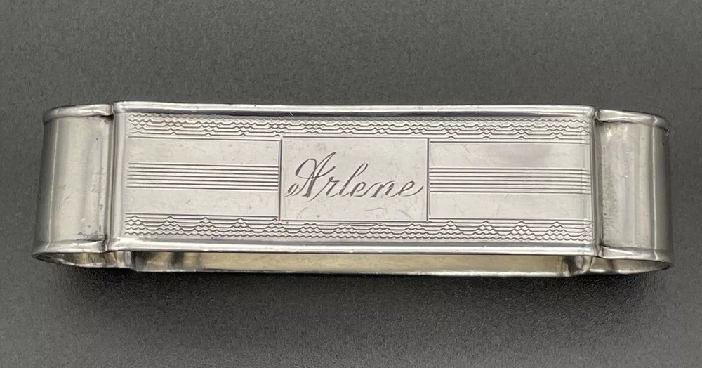 Sterling Silver Napkin Ring Engraved Name “ARLENE”