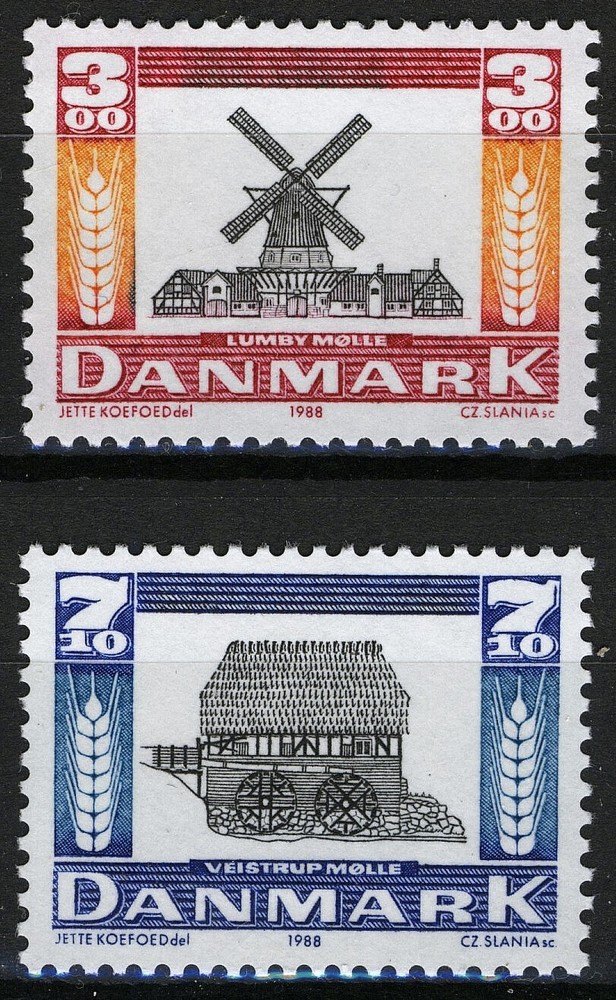 Denmark 1988, Old Mills set MNH, Mi 930-31