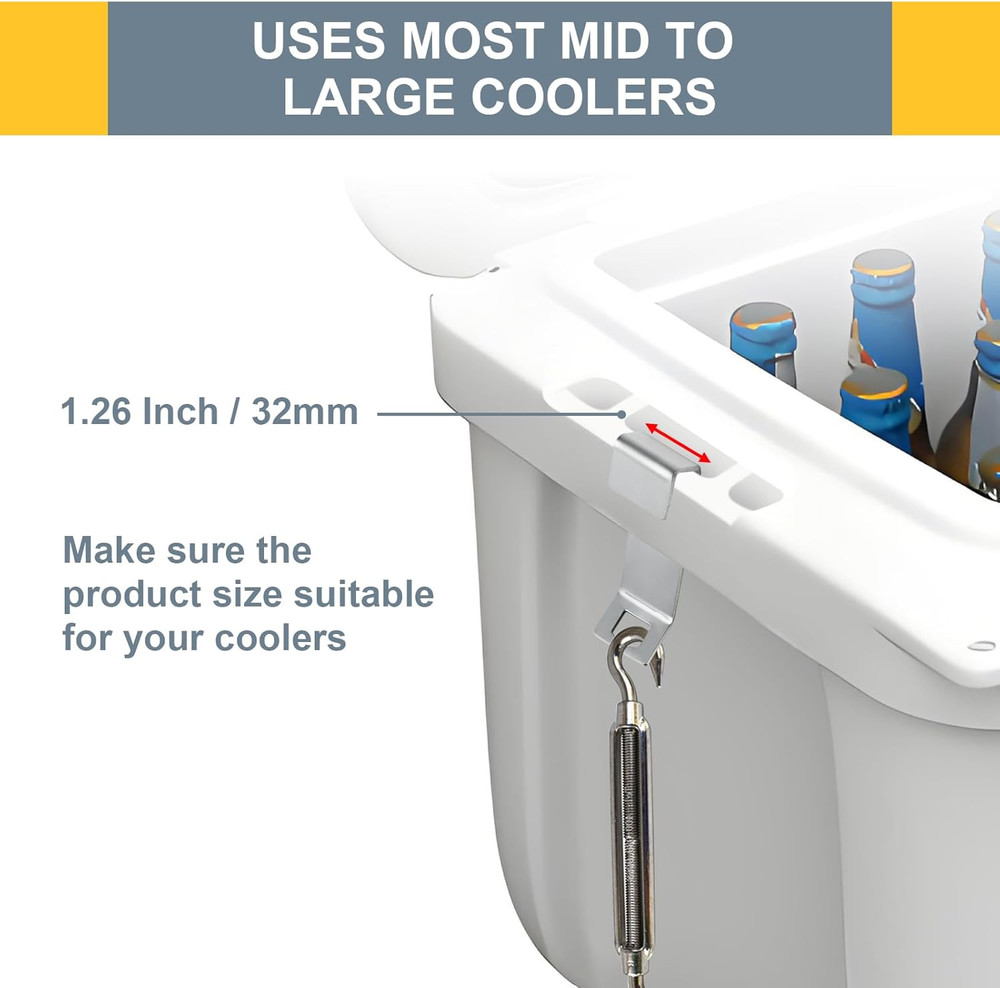 2 Pcs Cooler Lock Bracket, Tie Down Kit for Mid to Large Size Coolers, Rust-R...