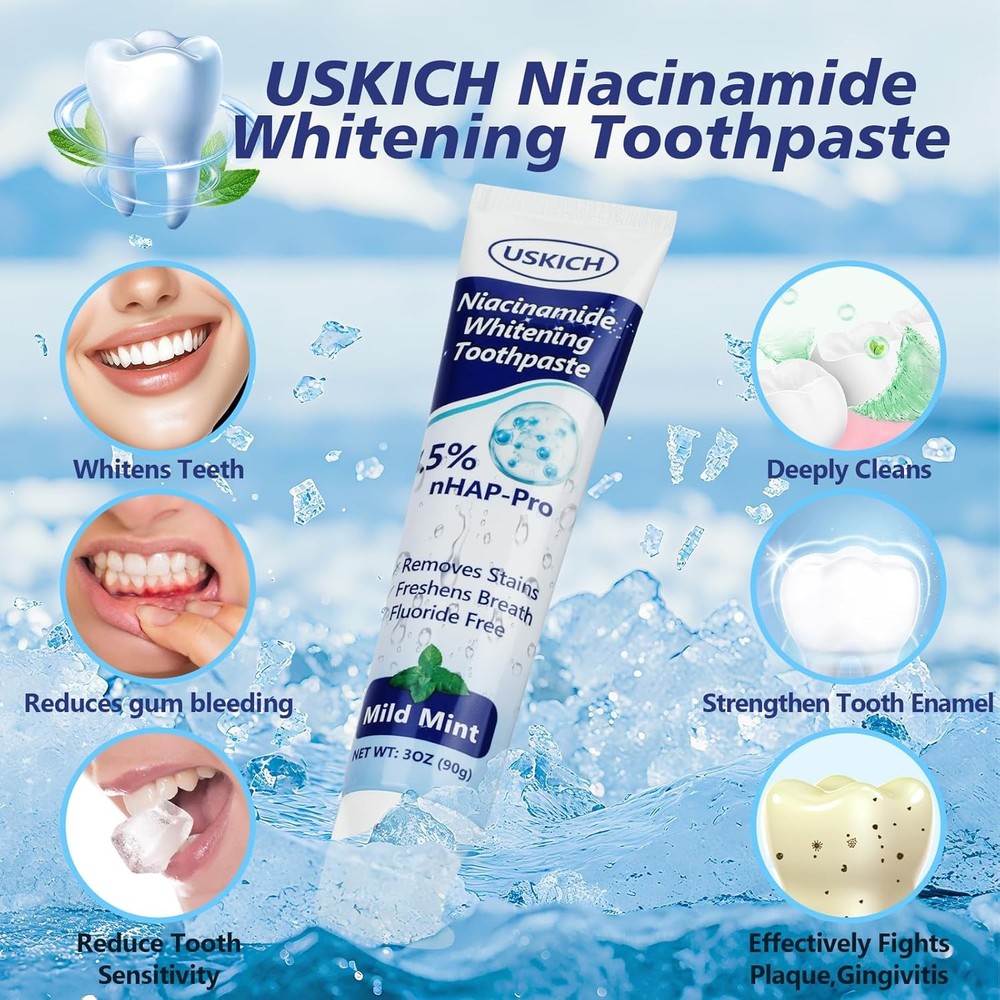 7.5% Nano-Hydroxyapatite Toothpaste,3 Pack Fresh Breath Whitening Toothpaste for
