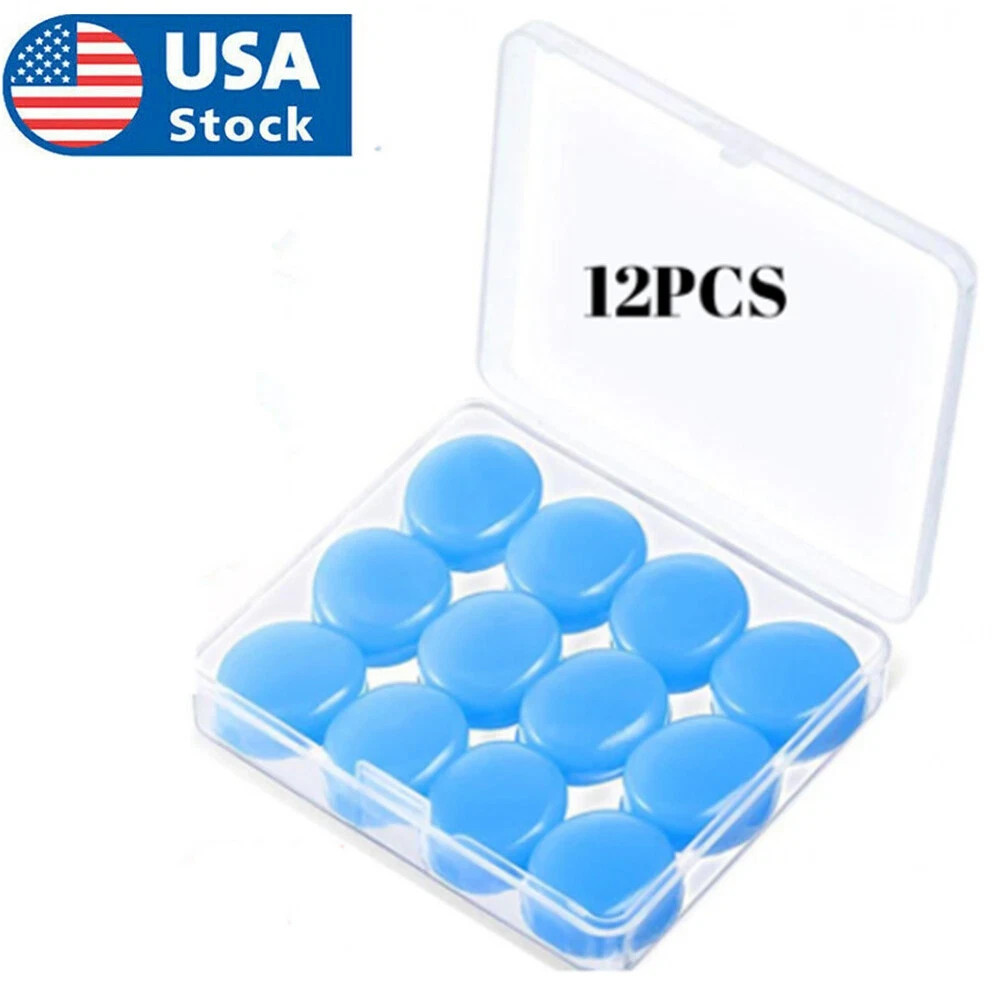 12PCS Reusable Silicone Ear Plugs For Sleeping Study Noise Cancelling Earplugs