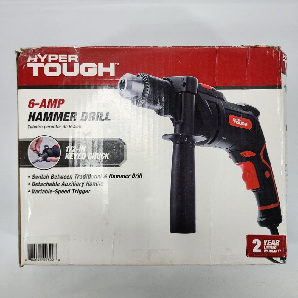 Hyper Tough 6-Amp Hammer Drill Variable Speeds