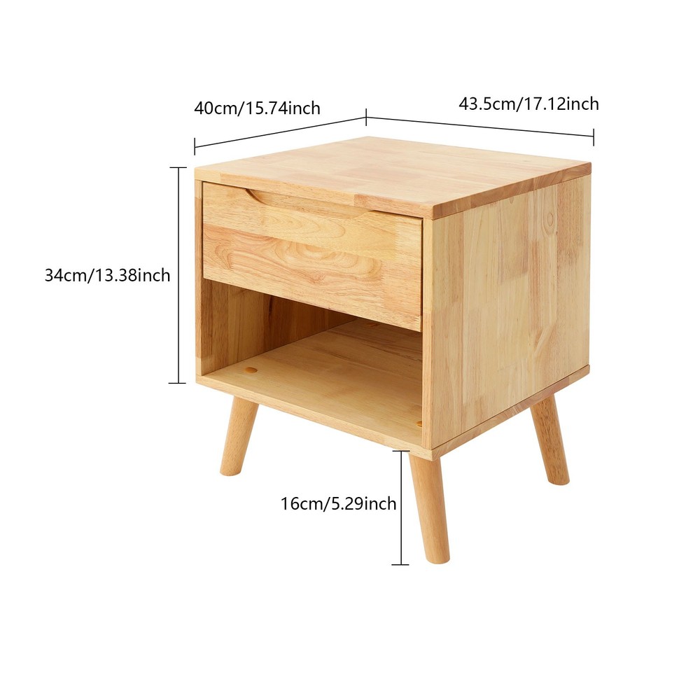 Modern Rectangular Sofa Side Table Bedside Table With Drawer Wood Color NEW/US