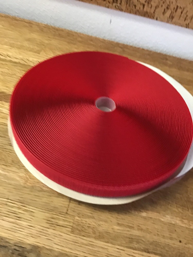 NEW HOOK & LOOP SEW ON 1 " WIDTH 25 YARDS LENGTH RED FASTENING SYSTEMS