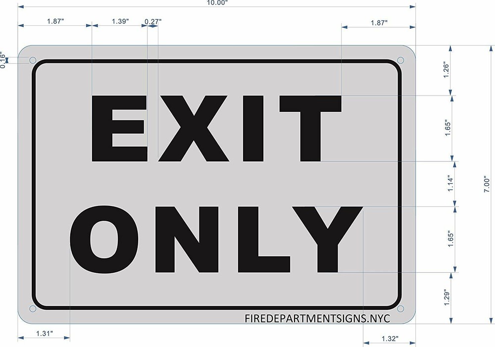 EXIT ONLY Sign (Brushed Aluminium, 7x10) Potere d'argento Line-REF24-1027