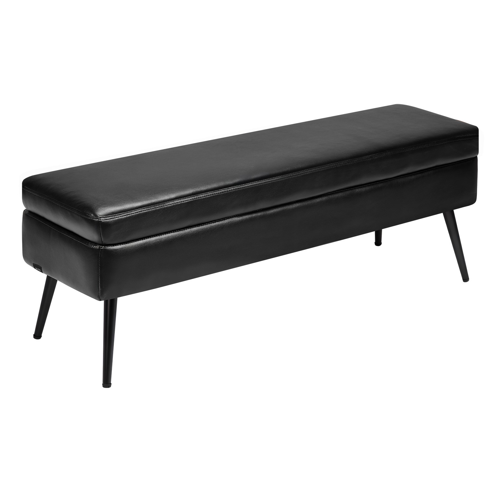 Uimoso PU Leather Storage Ottoman Bench Shoe Seat with Storage & Metal Leg Black