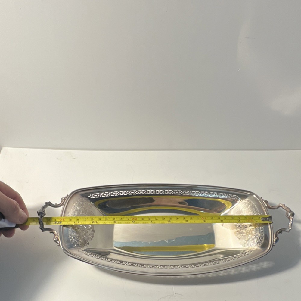 E.P.N.S. Silverplate Rectangular Ornate Platter Tray with Handles