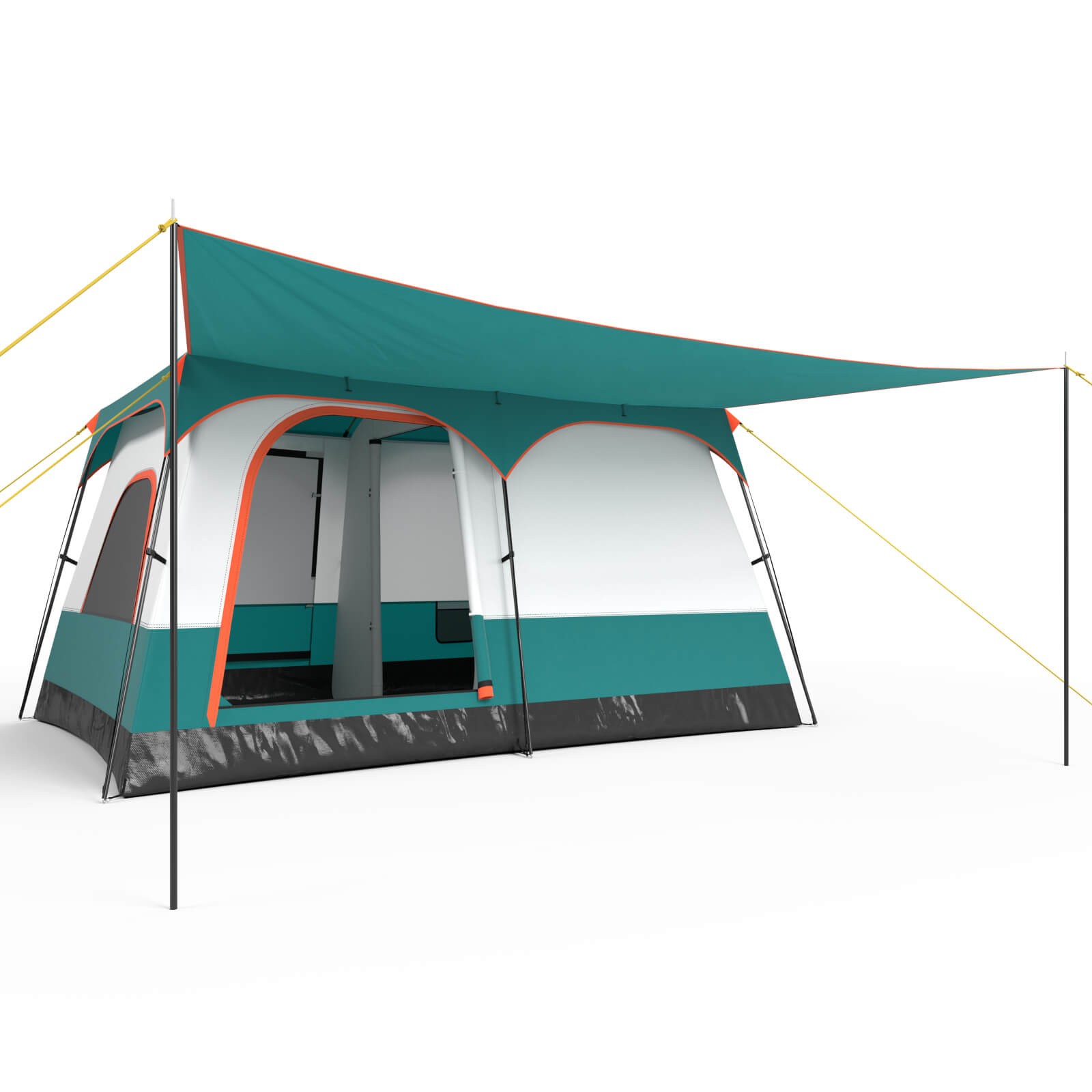 8-Person Camping Tent with Porch Large Family Cabin Tent with 2 Rooms 2 Doors