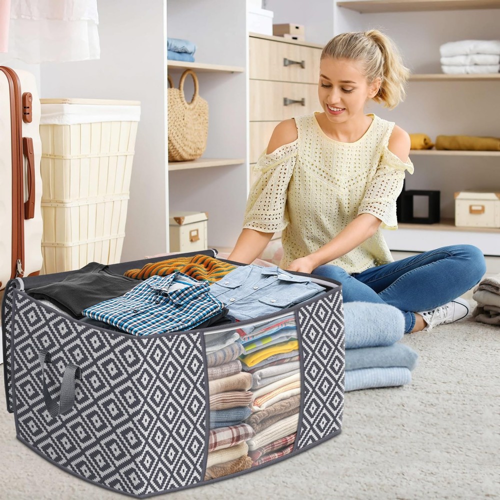 Direct 100L, 3 Pack, Storage Containers, Large Clothes Storage Bins Foldable ...