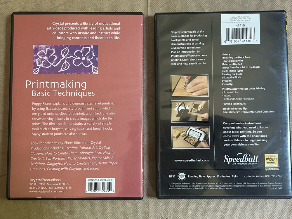 Block Printing DVD Printmaking Tutorial Speedball Instruction Bundle Art + Bonus