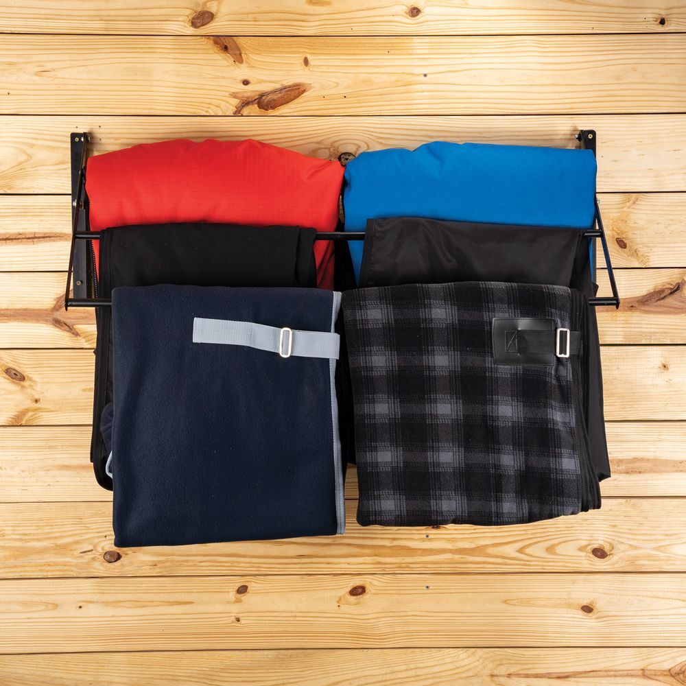 Easy-Up Tiered Mountable Collapsible Blanket/Pad Rack | Keeps Tack Organized
