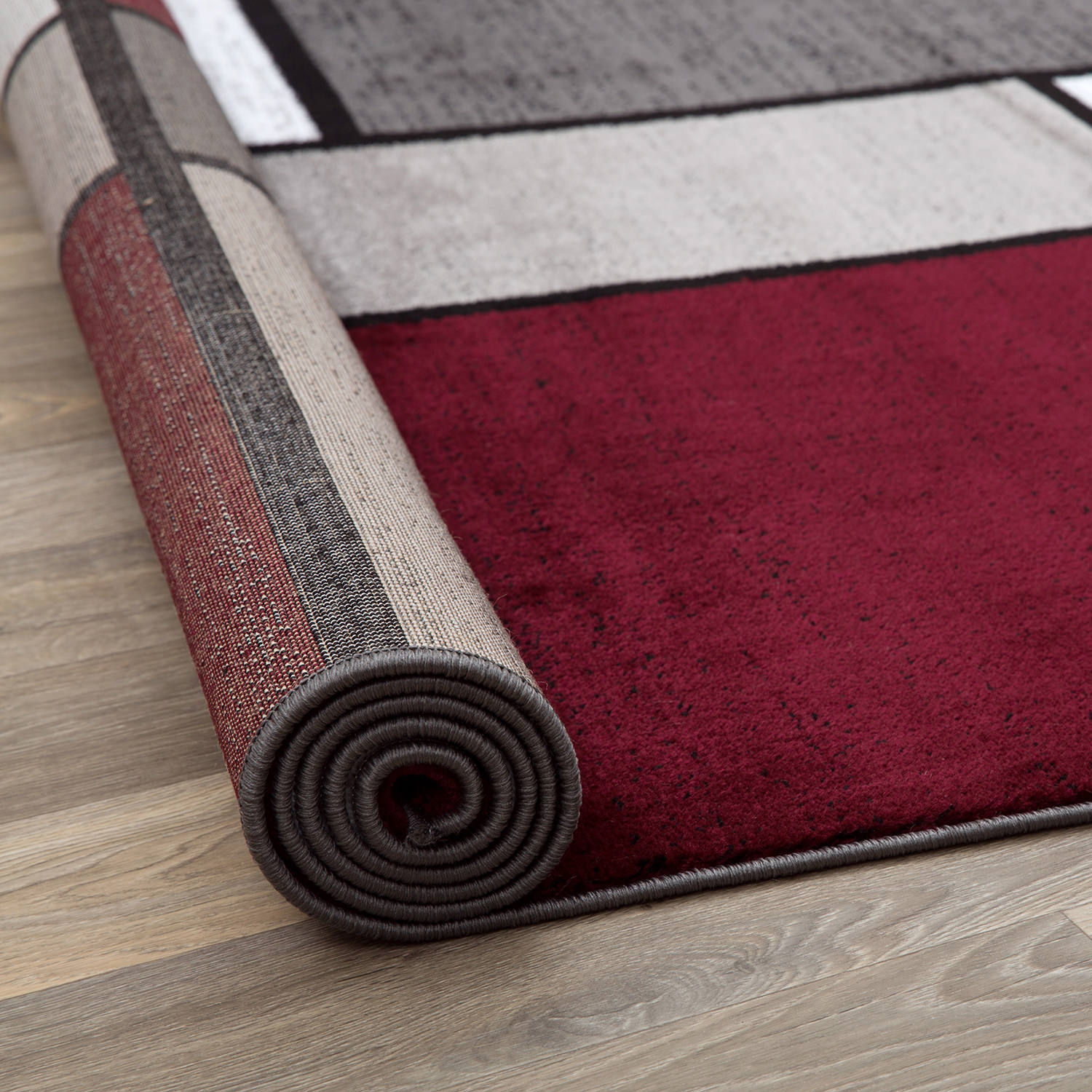 Rugshop Area Rug Contemporary Modern Boxed Color Block Rugs for Living Room 8X10