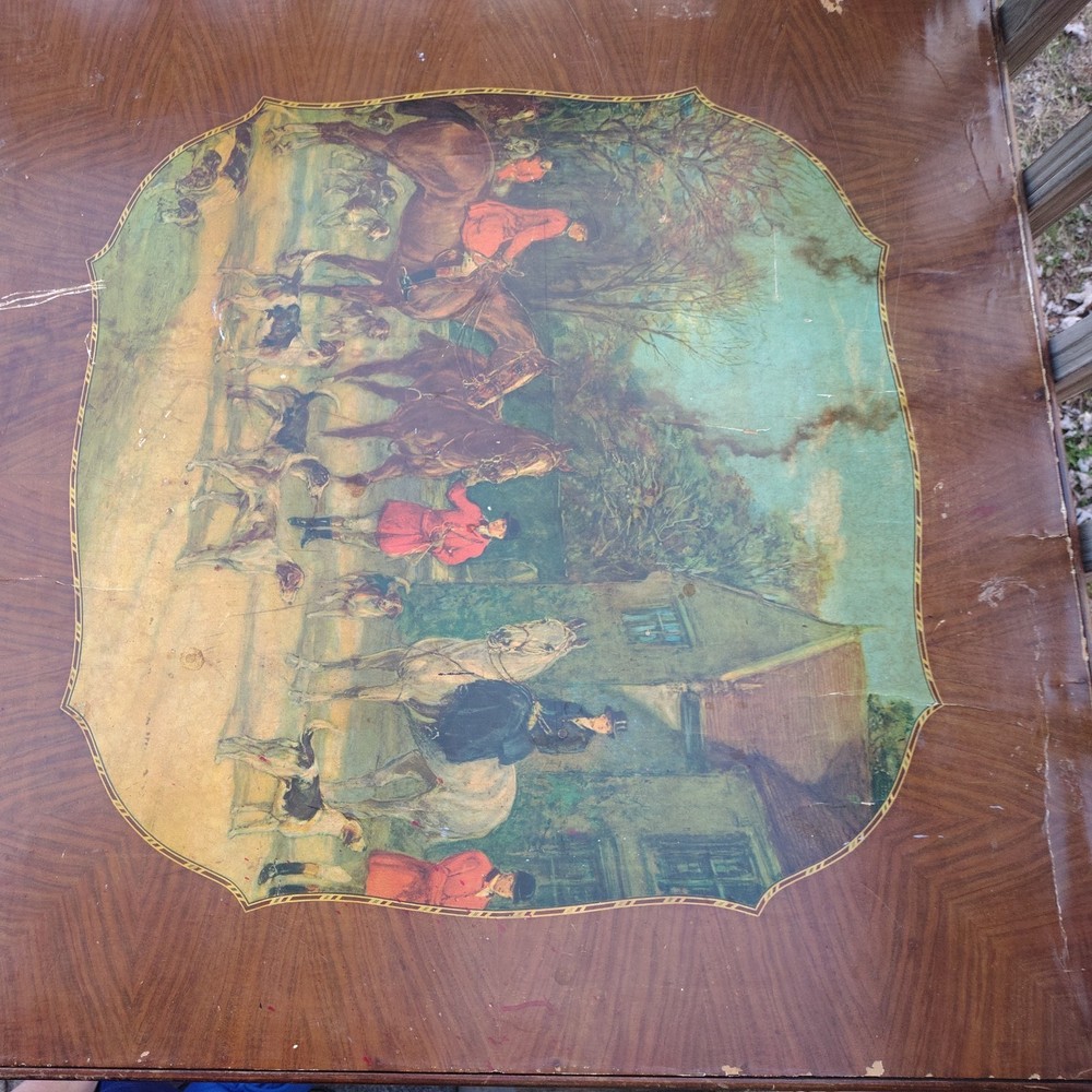 Vintage Walnut Card Game Table Antique